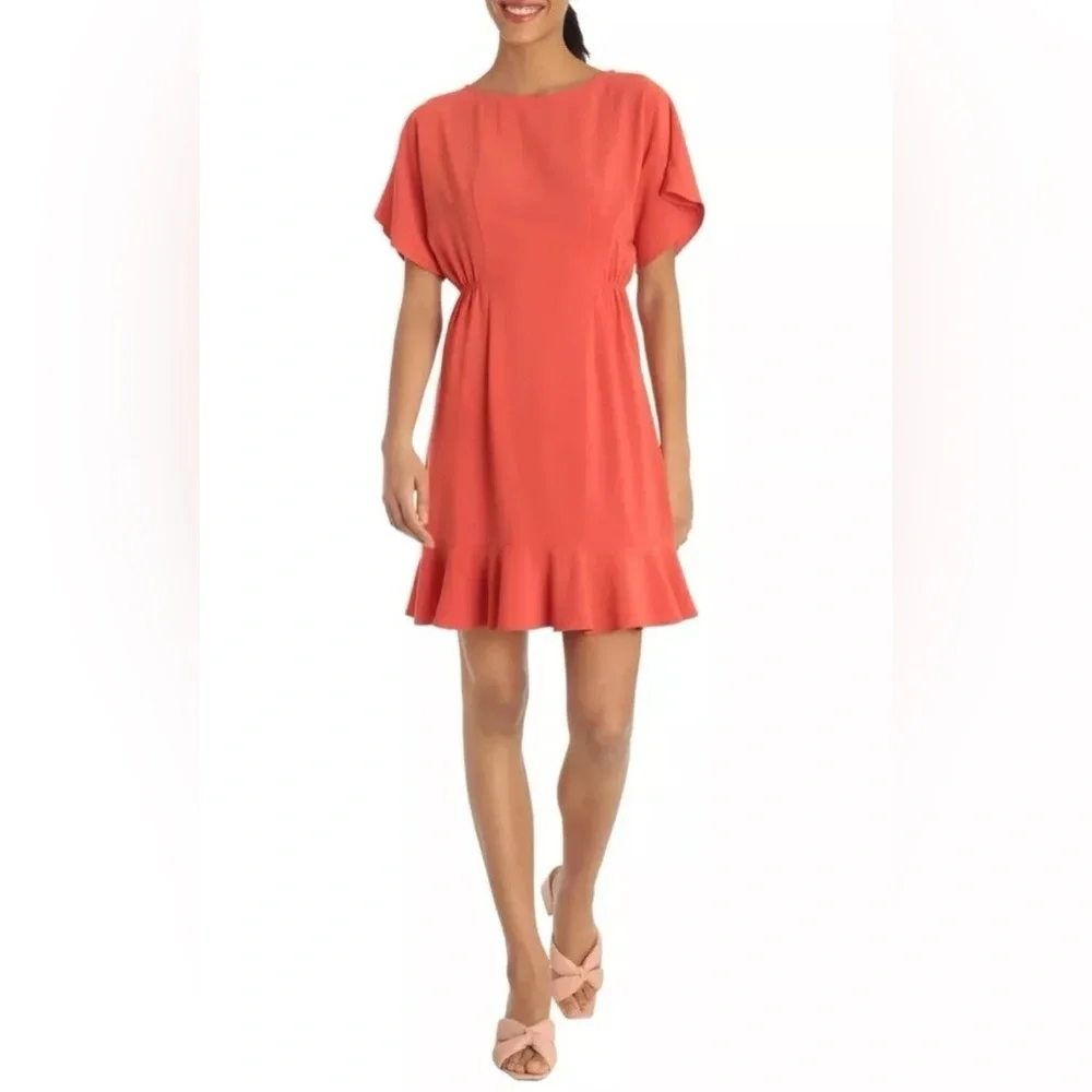 Donna Morgan NWOT❗️Kimono Sleeve Cinched Waist Flounced Ruffle Dress